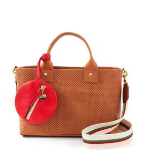 Clare V Red Golfa Leather Coin Fob Purse Wallet Wristlet